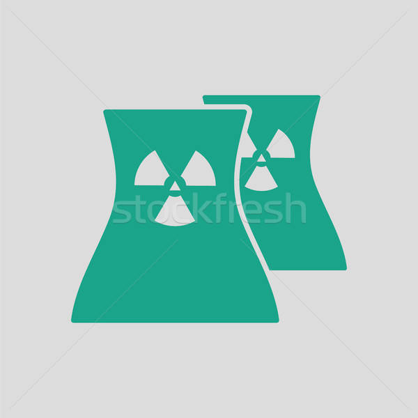 Nucleaire station icon grijs groene rook Stockfoto © angelp