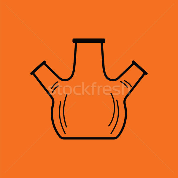 Stock photo: Icon of chemistry round bottom flask with triple throat