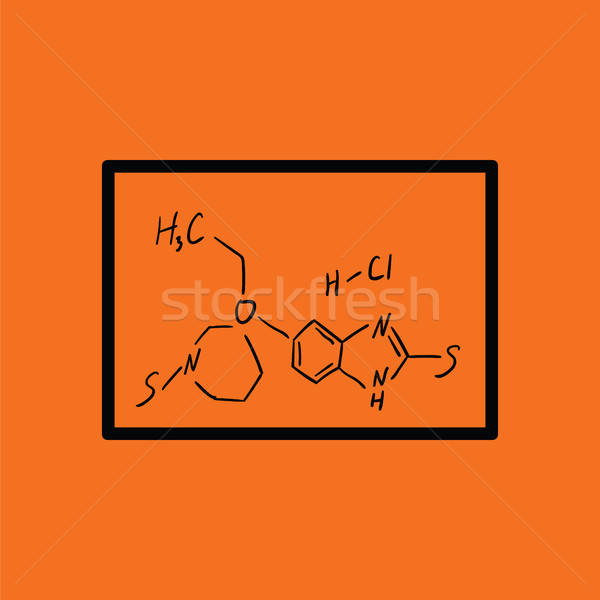 Stock fotó: Ikon · kémia · képlet · osztályterem · iskolatábla · narancs