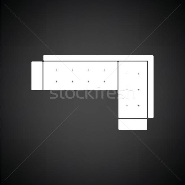 Hoek sofa icon zwart wit achtergrond teken Stockfoto © angelp