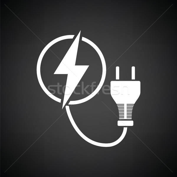 Elektrische plug icon zwart wit internet technologie Stockfoto © angelp
