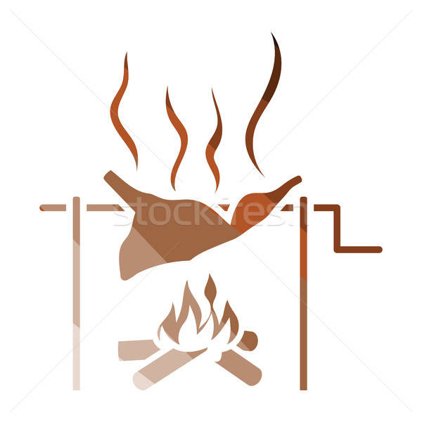 Carne fuego icono color diseno madera Foto stock © angelp