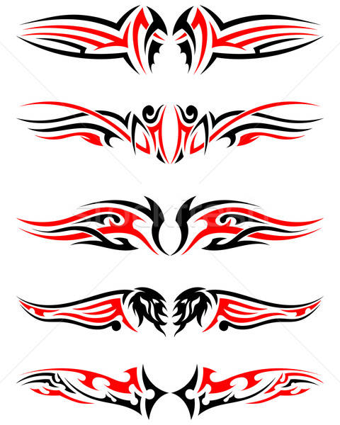 Tribal tatuagens conjunto indígena preto vermelho Foto stock © angelp