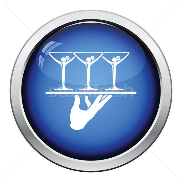 Waiter hand holding tray with martini glasses icon Stock photo © angelp