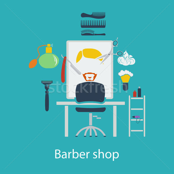 Foto stock: Barbero · tienda · diseno · ui · colores · hombre