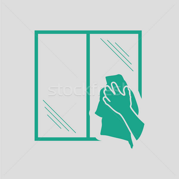 Hand wiping window icon Stock photo © angelp