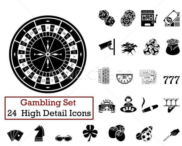 24 jocuri de noroc icoane negru culoare Imagine de stoc © angelp