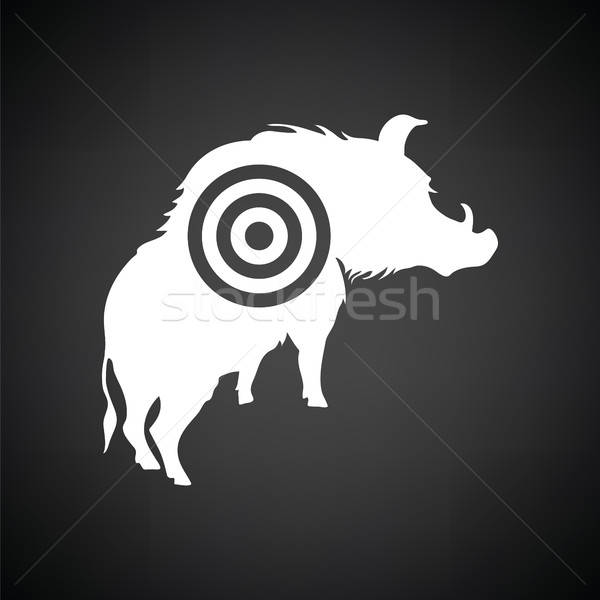 Boar silhouette with target icon Stock photo © angelp