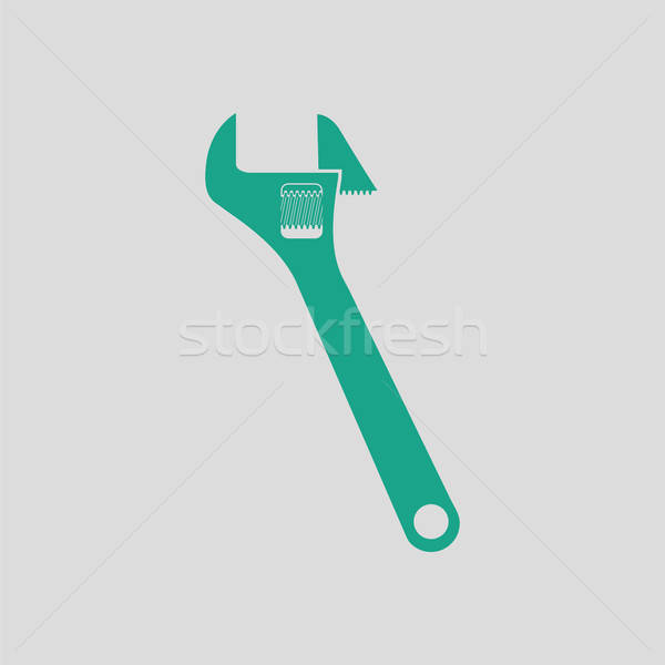 Verstellbarer Schraubenschlüssel Symbol grau grünen Hand Arbeit Stock foto © angelp