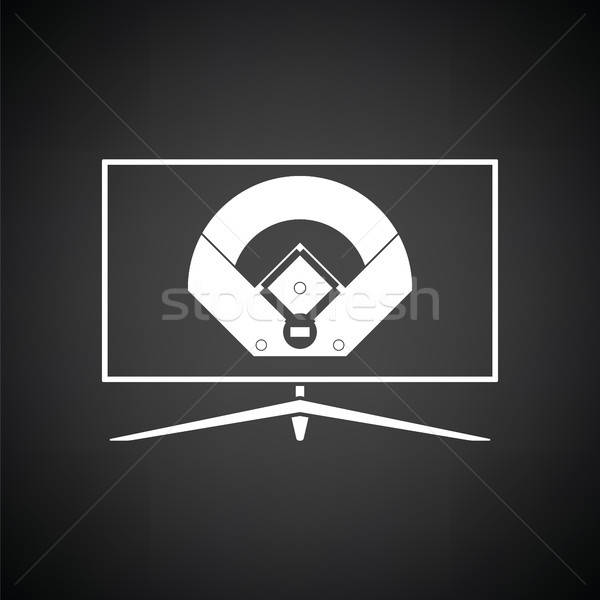 Baseball telewizja tłumaczenie ikona czarno białe wiosną Zdjęcia stock © angelp