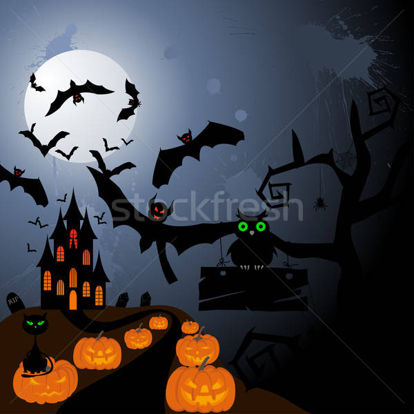 Stok fotoğraf: Mutlu · halloween · tebrik · kartı · yüz · dizayn · ölüm