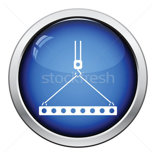 Stock photo: Icon of slab hanged on crane hook by rope slings 