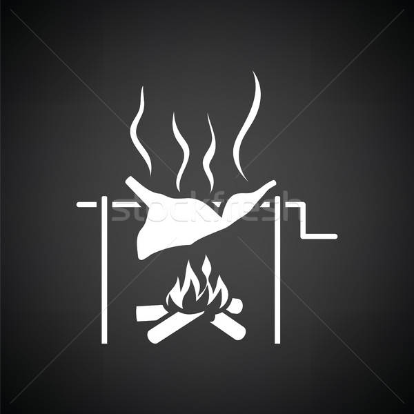 Roasting meat on fire icon Stock photo © angelp