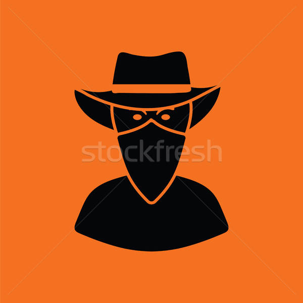 牛仔 圍巾 面對 圖標 橙 黑色 商業照片 © angelp