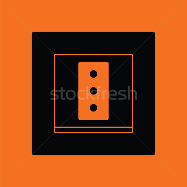 [[stock_photo]]: électrique · socket · icône · orange · noir · signe