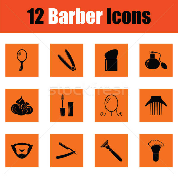Barbier orange Design Rahmen Zeichen Stock foto © angelp