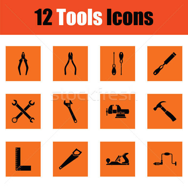 Ingesteld tools iconen oranje ontwerp Stockfoto © angelp