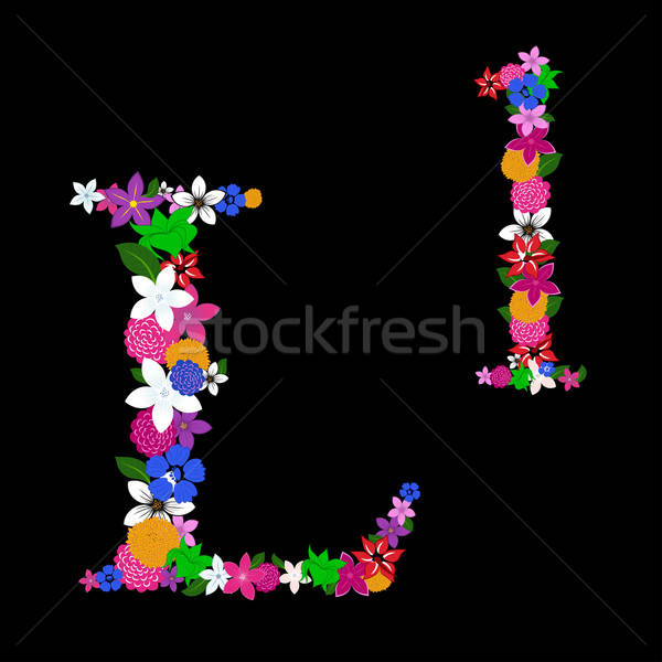 Floral carta alfabeto web impresión diseno Foto stock © angelp