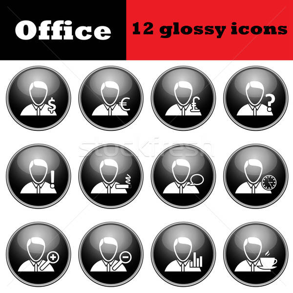 Set of business people glossy icons Stock photo © angelp