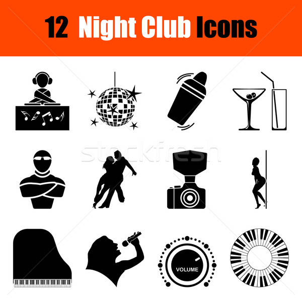 Szett éjszakai klub ikon szett tizenkettő fekete ikonok Stock fotó © angelp