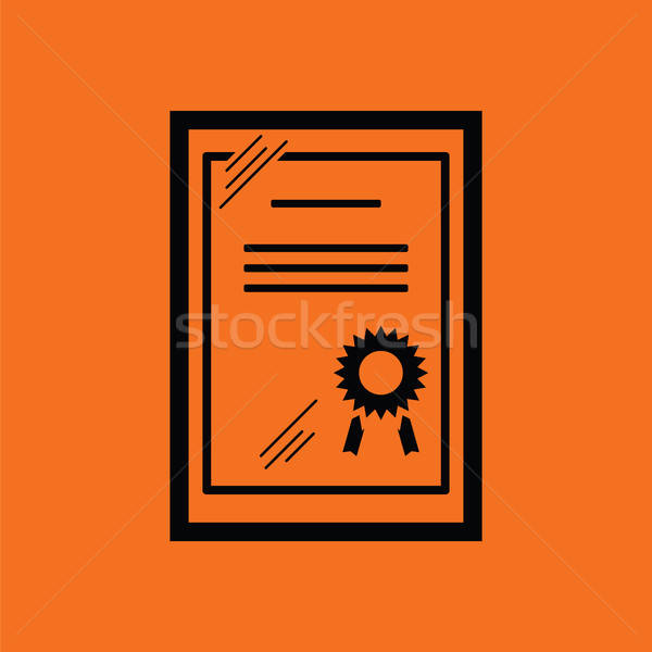 Certificat verre icône orange noir argent [[stock_photo]] © angelp