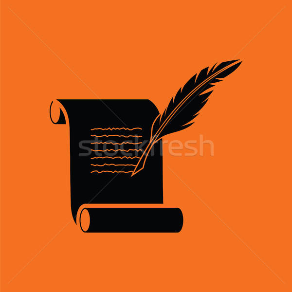 Feather and scroll icon Stock photo © angelp