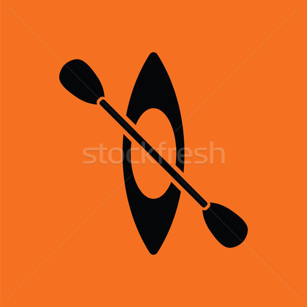 Foto stock: Caiaque · ícone · laranja · preto · esportes · verão