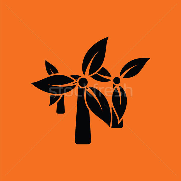 Foto stock: Vento · moinho · folhas · ícone · laranja · preto