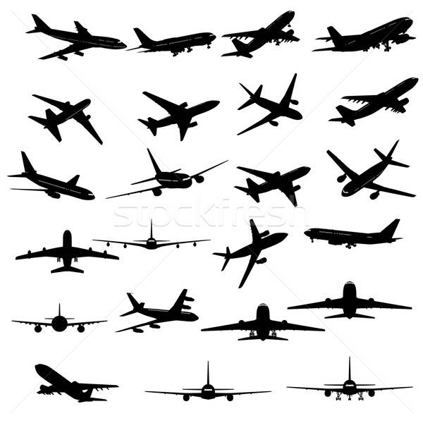 Avions silhouette grand ensemble différent avion Photo stock © angelp