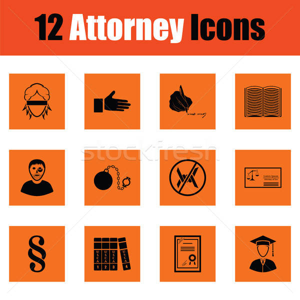 Szett ügyvéd ikon szett ikonok narancs terv Stock fotó © angelp