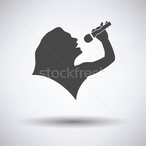 Karaoke sziluett ikon szürke terv háttér Stock fotó © angelp
