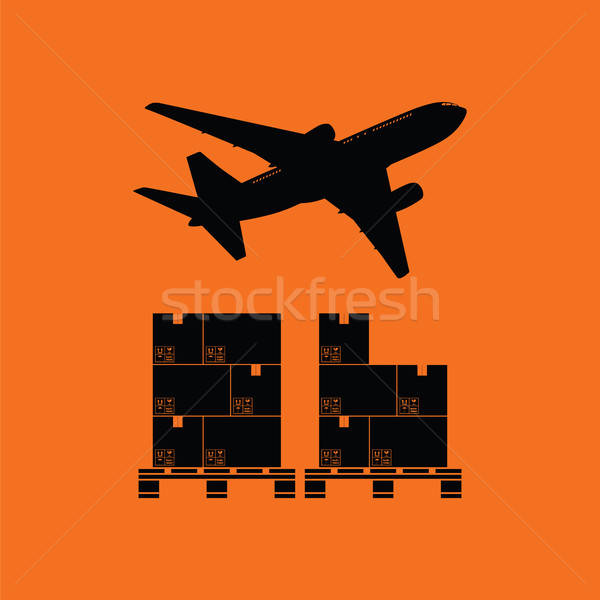 Boxes on pallet under airplane Stock photo © angelp