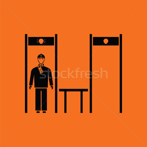 Stadium metal detector frame with inspecting fan icon Stock photo © angelp