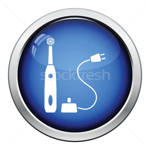 Elektrische tandenborstel icon glanzend knop ontwerp Stockfoto © angelp