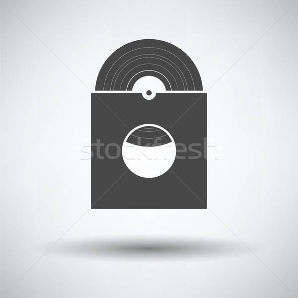 Vinyl record envelop icon grijs achtergrond Stockfoto © angelp