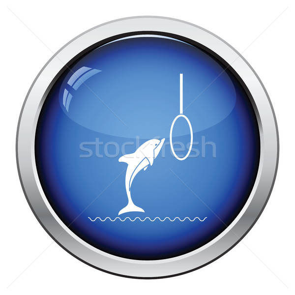 Skok Delfin ikona przycisk projektu Zdjęcia stock © angelp