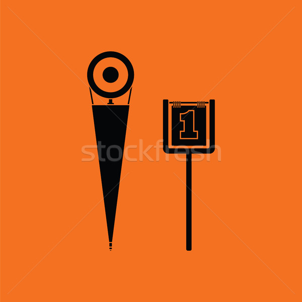 Amerykański piłka nożna linia autowa ikona pomarańczowy czarny Zdjęcia stock © angelp