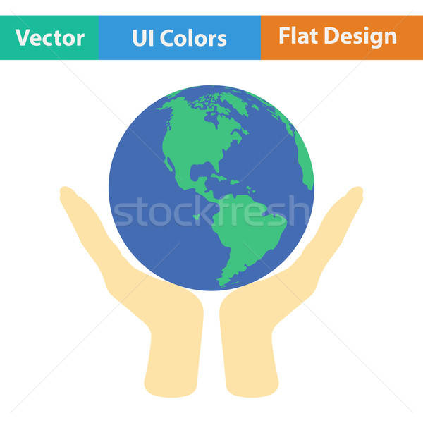 [[stock_photo]]: Mains · planète · icône · monde · design