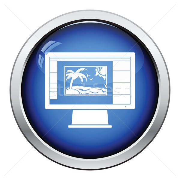 Icon foto editor monitor scherm glanzend Stockfoto © angelp