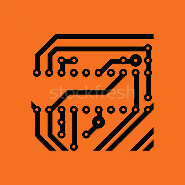 ストックフォト: 回路基板 · アイコン · オレンジ · 黒 · コンピュータ · 抽象的な