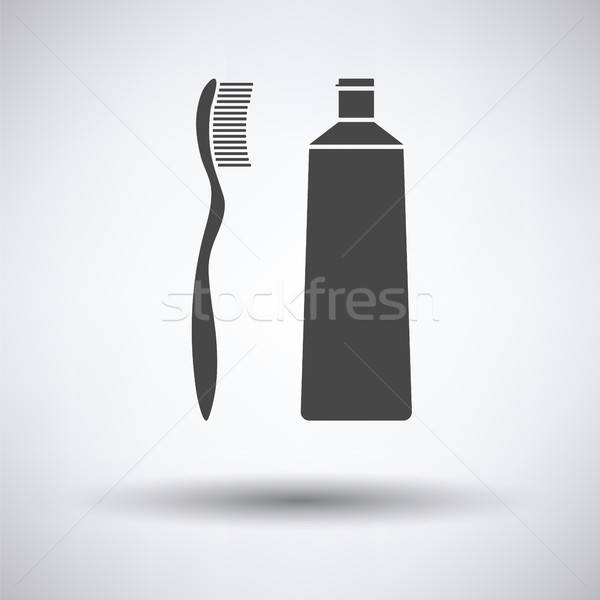 Tandpasta borstel icon grijs gezondheid achtergrond Stockfoto © angelp