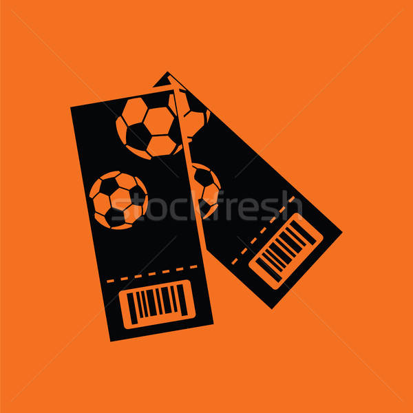 Foto stock: Dos · fútbol · entradas · icono · naranja · negro