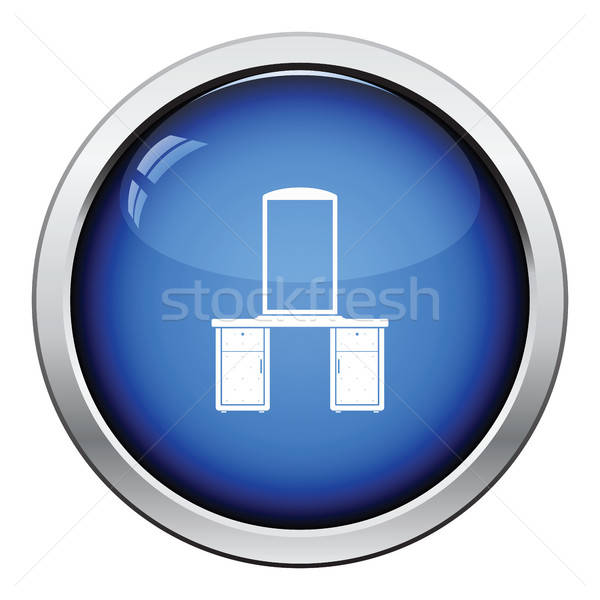 Komód tükör ikon fényes gomb terv Stock fotó © angelp