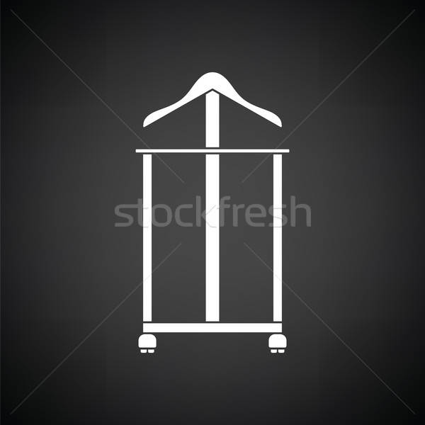Kleiderbügel stehen Symbol schwarz weiß Haus Holz Stock foto © angelp