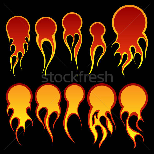 Tűzgömbök szett különböző terv tűz felirat Stock fotó © angelp