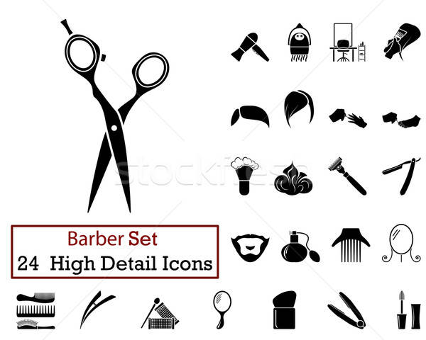 24 Barbier Symbole schwarz Farbe Stock foto © angelp