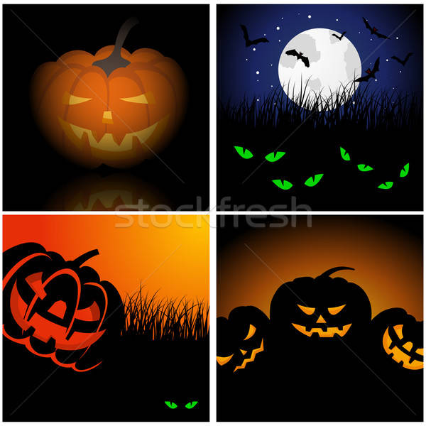 Foto stock: Conjunto · halloween · saudação · cartões · elegante · projeto