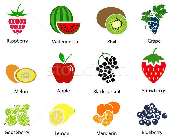 Set of Fruit Icons With Title Stock photo © angelp