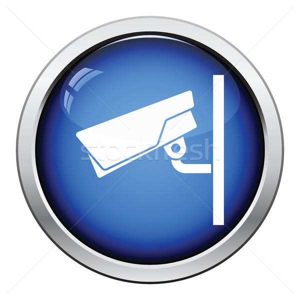 Überwachungskamera Symbol glänzend Taste Design Sicherheit Stock foto © angelp