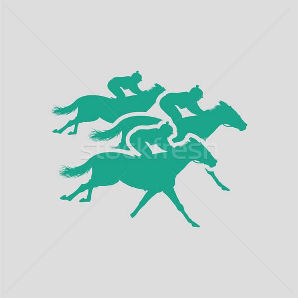 лошади икона серый зеленый человека спорт Сток-фото © angelp